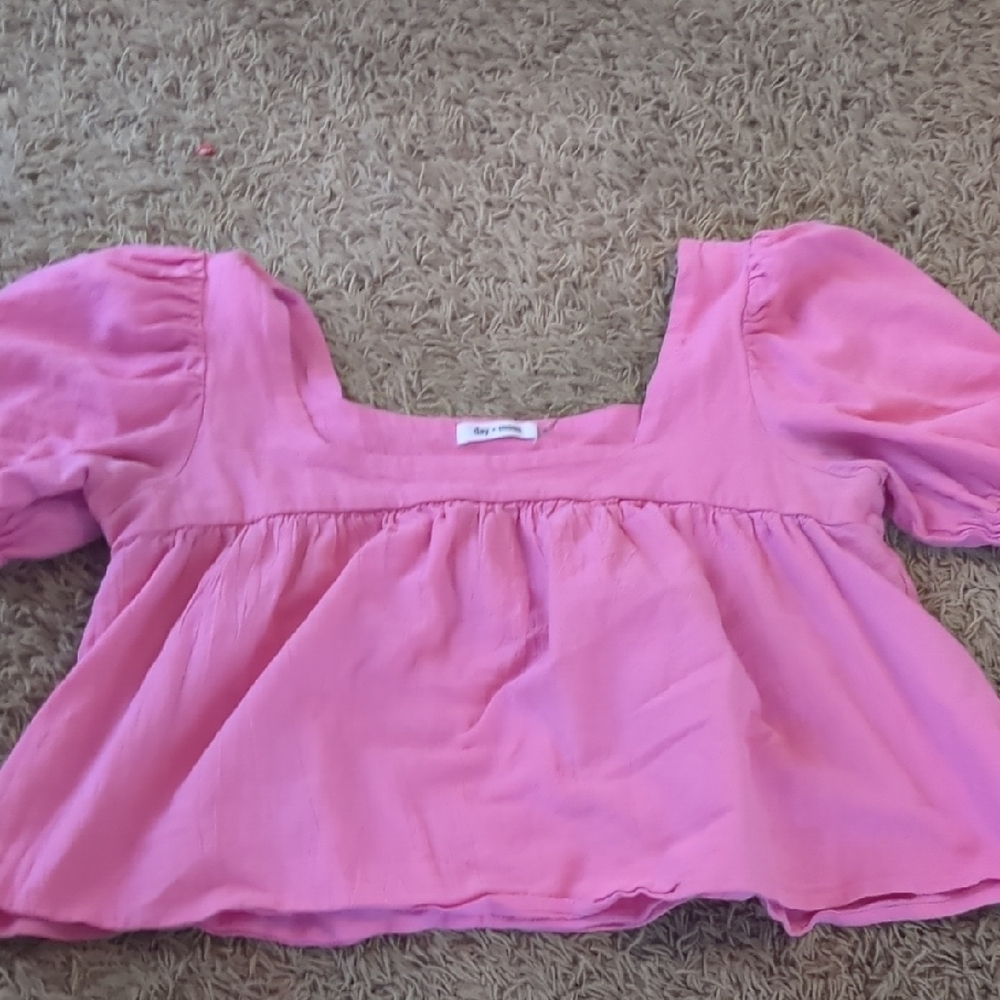 Elegant Pink Puff Sleeve Blouse